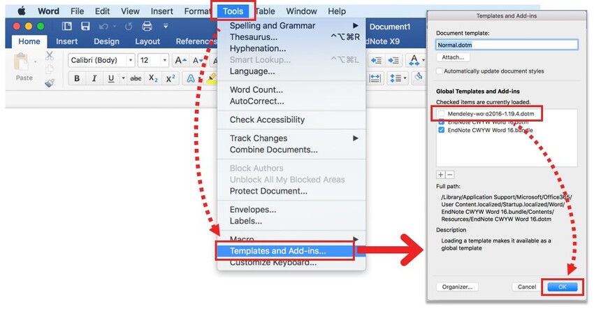 remove add-in from word for mac