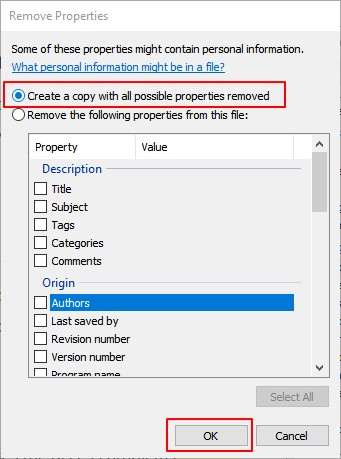 eliminar propiedades e información personal para corregir que el usuario no tiene privilegios de acceso palabra-2