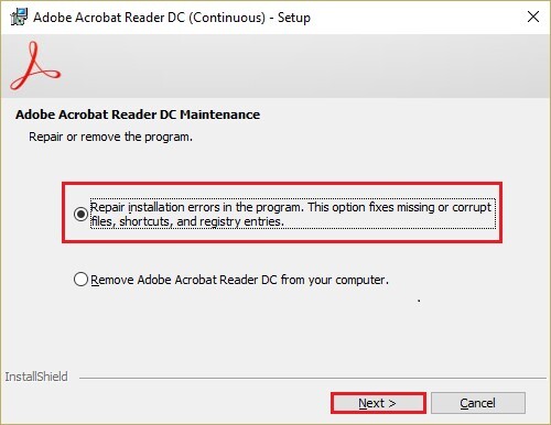 repair acrobat reader-Schritt 2