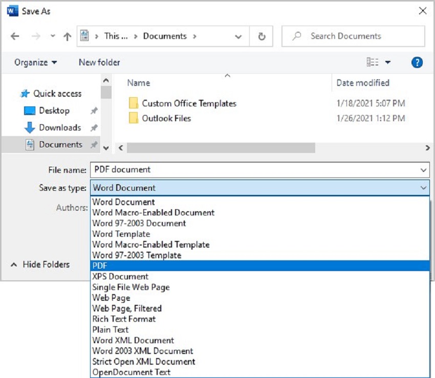 save word document as pdf