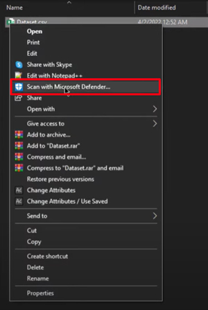 repair damaged excel file by scanning with microsoft defender