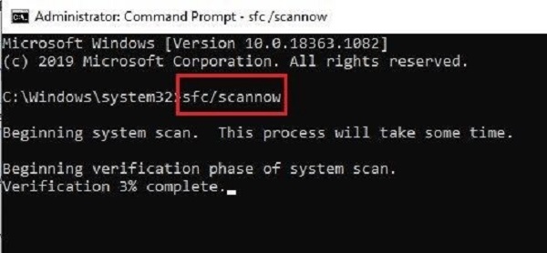 run sfc scannow command to fix corrupted files-2