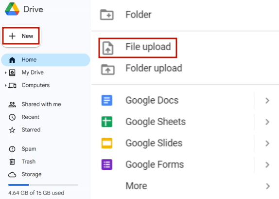 upload ppt file to google drive