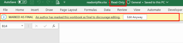 usar marcar como final para tornar um arquivo do excel somente leitura-2
