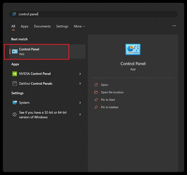 windows start and control panel as step 1 toward fixing excel runtime error 13