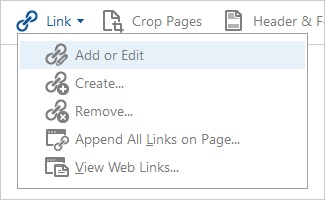add or edit links option in adobe