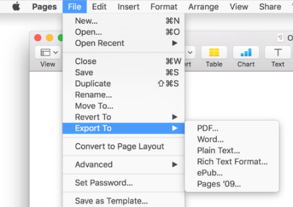 apple pages saves pages file as pdf