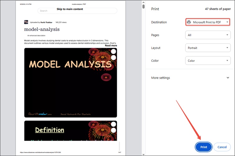 browser print slideshare file to pdf