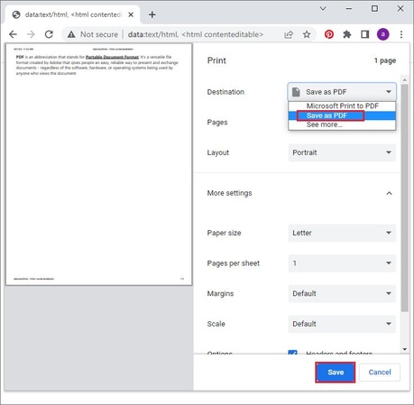 browser save website document as pdf