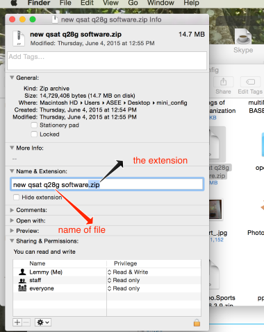 change file extension with get info