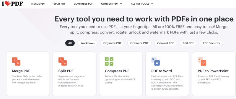 click pdf to word from ilovepdf interface