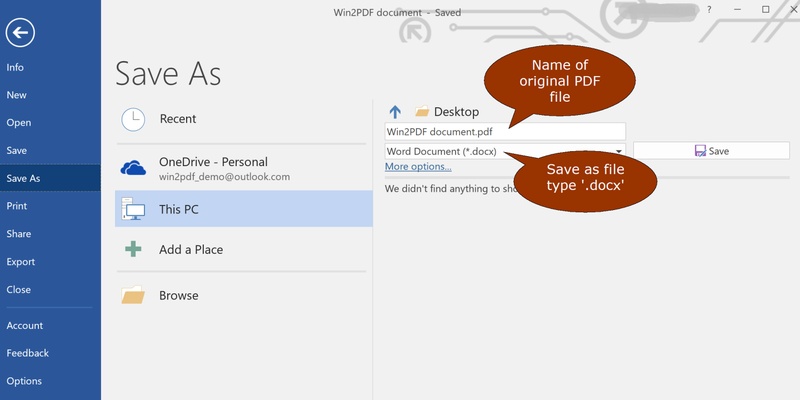 click to save the converted pdf file