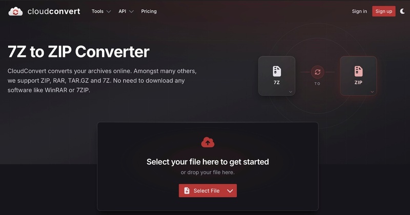cloudconvert 7z to zip converter online