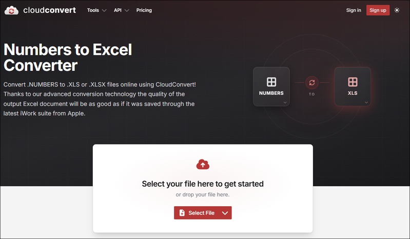 cloudconvert numbers to excel converter