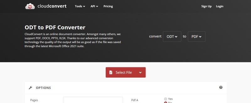 cloudconvert odt to pdf converter