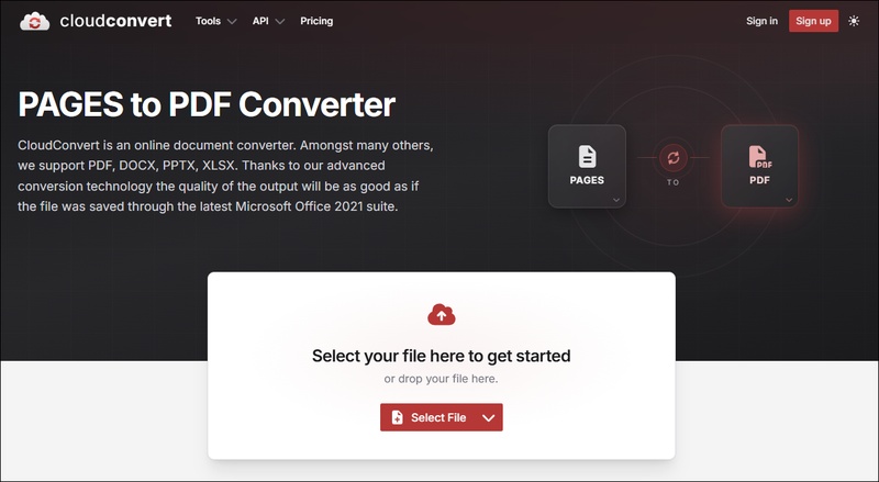 cloudconvert pages to pdf converter