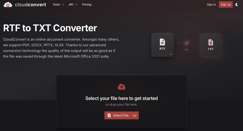 cloudconvert rtf to txt converter