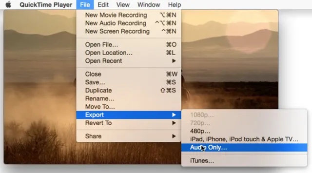 convert mp4 to mp3 with quicktime player