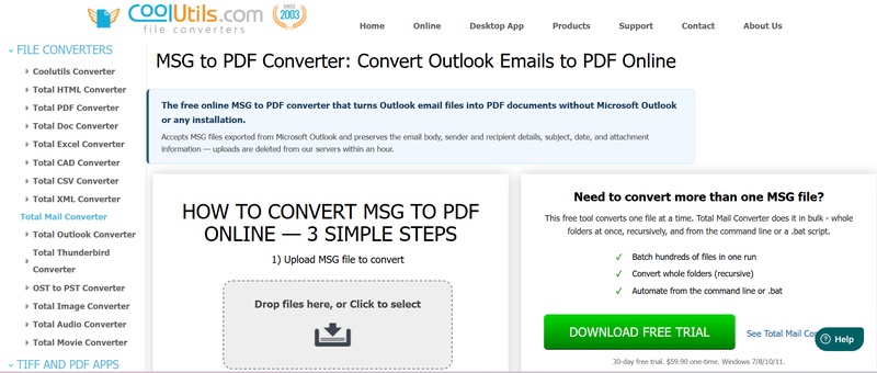 coolutils online msg to pdf converter