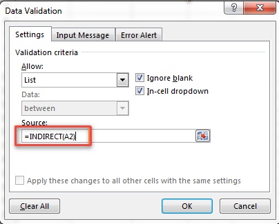 create excel dependent dropdown list