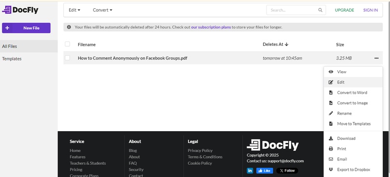 docfly free pdf editor online