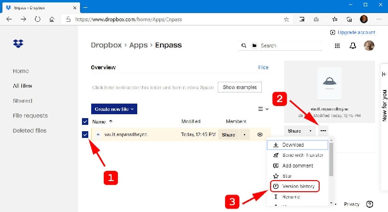 restore zero byte files from dropbox version history