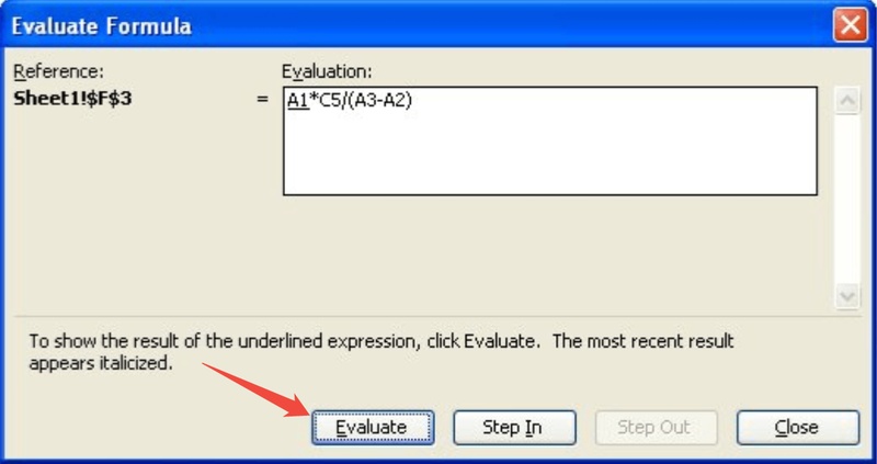 evaluate formula manually in excel to find circular references
