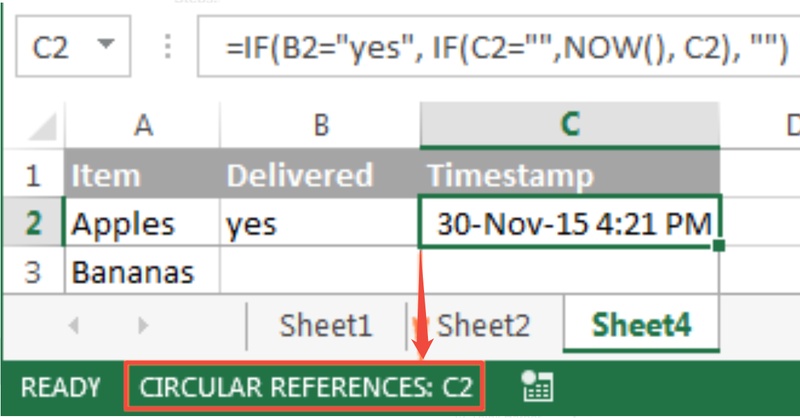 excel circular references