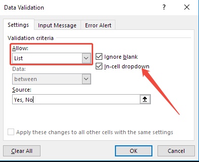 excel data validation