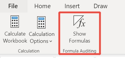 disable excel showing formula option to fix not calculating