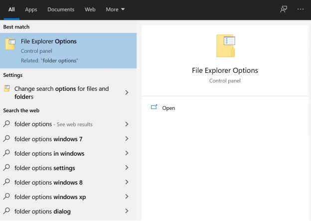 explorer options