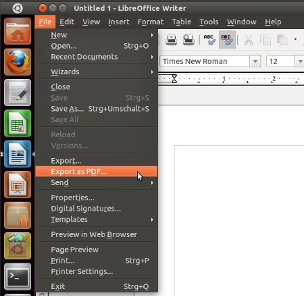 export odt to pdf in libreoffice