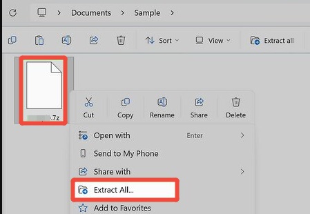 file explorer extract 7z files
