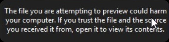 file you are attempting to preview could harm your computer