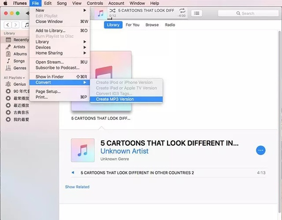 how to convert mp4 to mp3 on mac with itunes