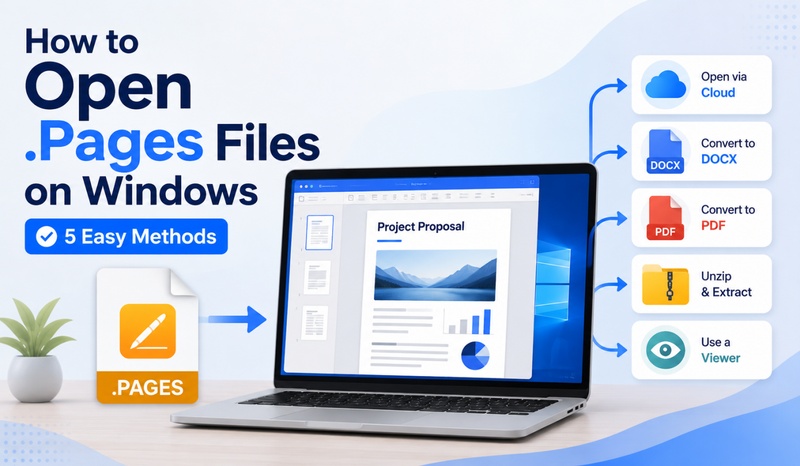 how to open pages file on windows
