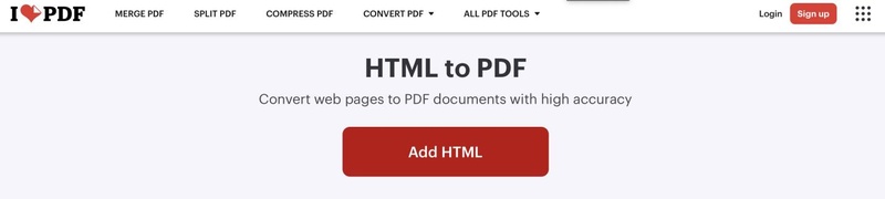ilovepdf html to pdf converter
