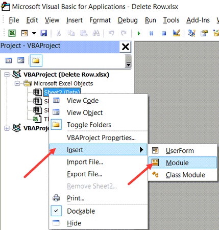 insert module in vba project