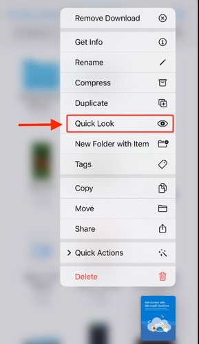 ios quick look rft files in files app