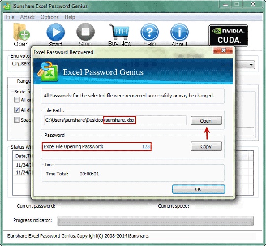 isunshare excel password remover