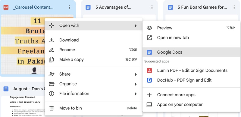 make a pdf a word document with google doc