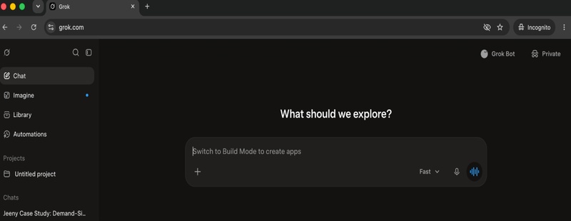 open grok in incognito mode