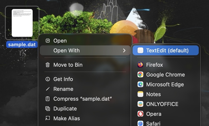 open text config dat files with ios textedit