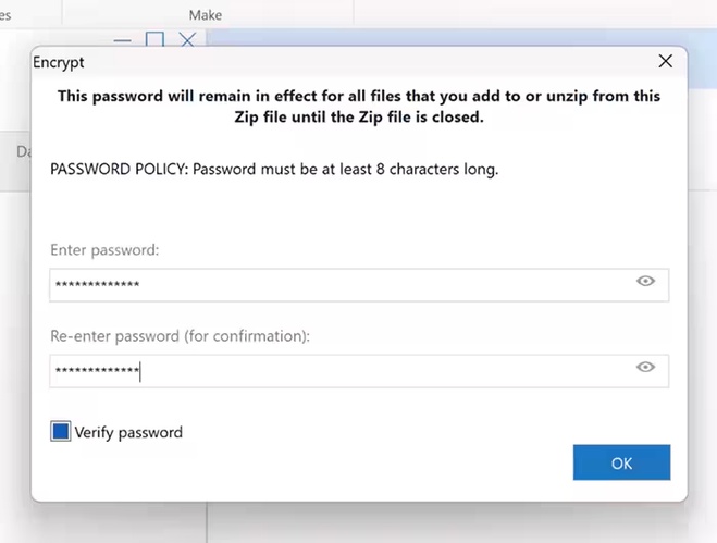 password protect zip files in winzip