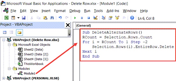 delete blank rows in excel using vba