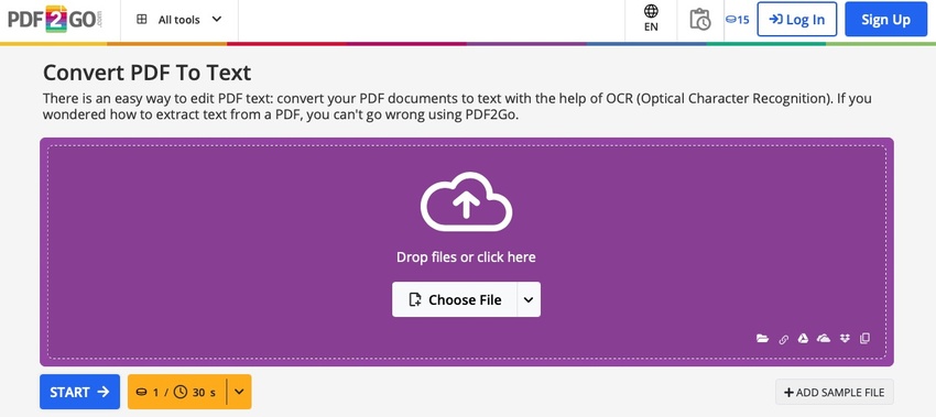 PDF2Go Interface