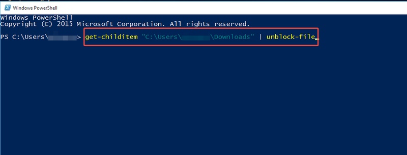 powershell bulk unblock all files