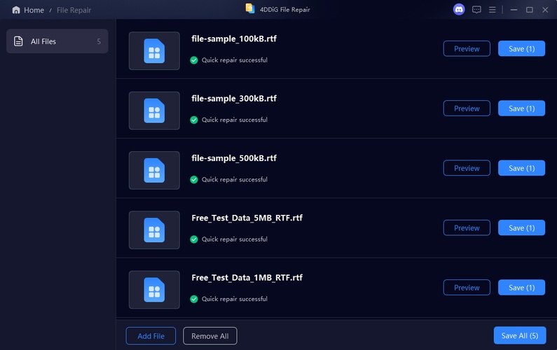 preview and save repaired rtf files