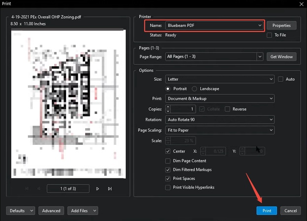 print dwg as pdf in bluebeam