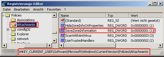 registry savezoneinformation